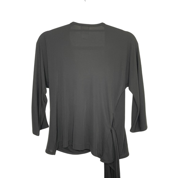Kate Hill Womens Black Wrap Top with Tie Size Petite Medium - Picture 5 of 7
